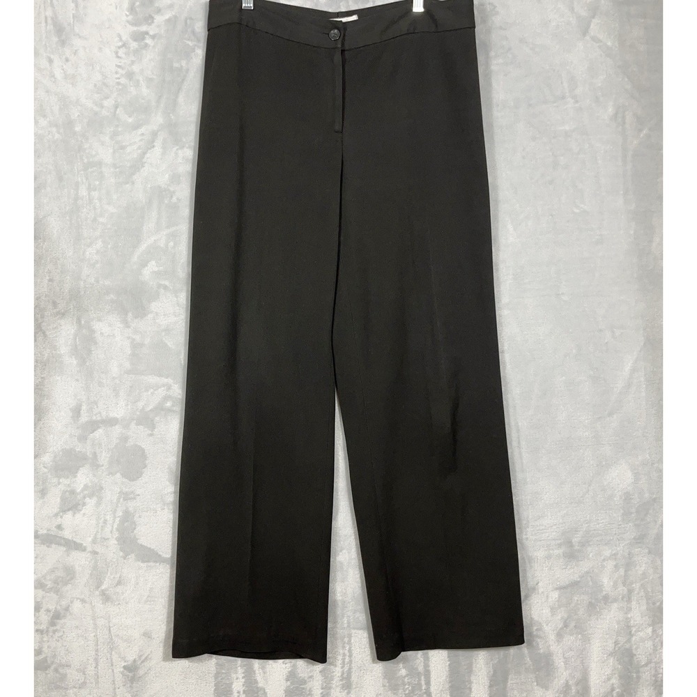 Brooks Brothers Women Dress Pants Trousers 12 Black Wide Leg Stretch Career Work